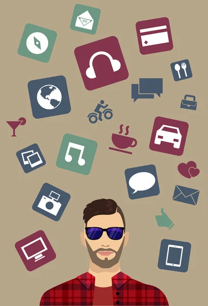 Moder pictogrammen, mannen achtergrond, vector illustratie — Stockvector