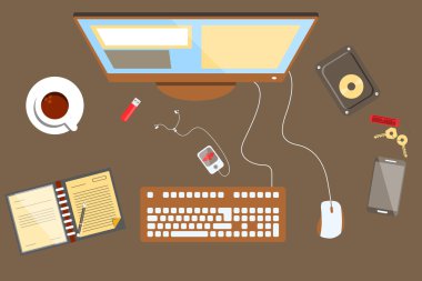 Üstten Görünüm düz işyerinde