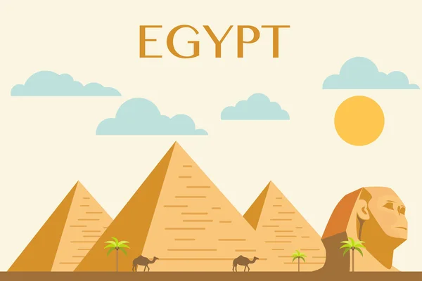 Egyptische piramiden, woestijn — Stockvector