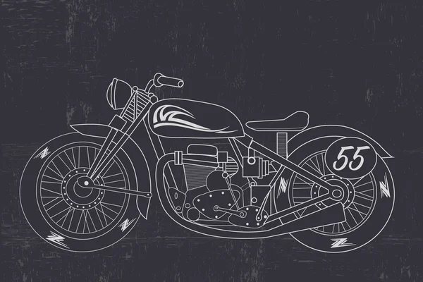 Motocicleta retro, motocicleta dibujada a mano — Vector de stock