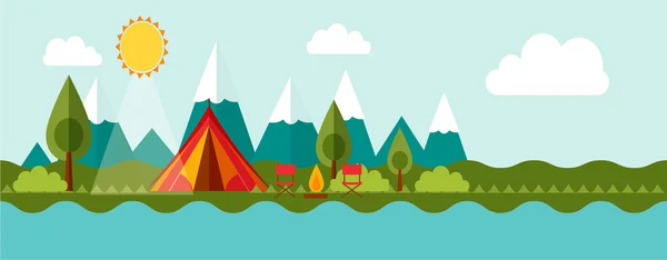 Aventura camping, turismo — Vector de stock