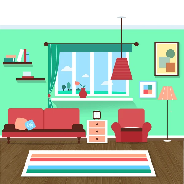 Living room interior — Stock Vector