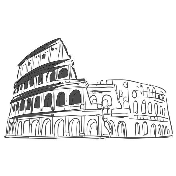 Schizzo disegnato a mano Colosseo — Vettoriale Stock