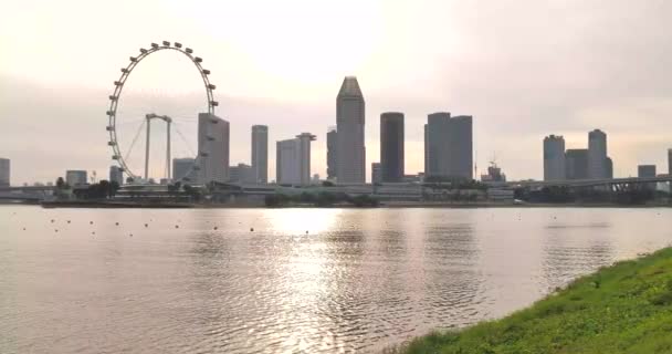 Пан День Вид Колесо Обозрения Сингапур — стоковое видео