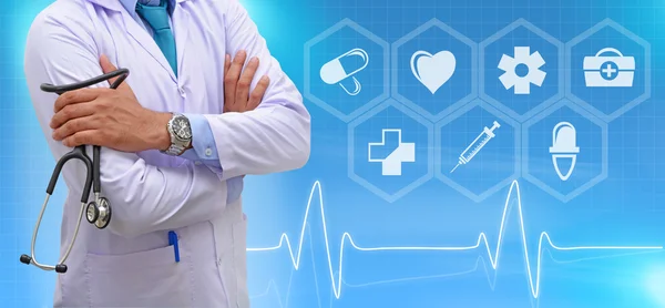 Modern bilgisayar arayüzü ile ayakta tıp doktor