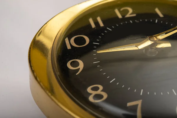 Golden Clock Closeup View Good Morning Concept — Stock Photo, Image