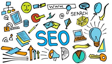 Beyaz tahta üzerinde SEO rengi çizim.
