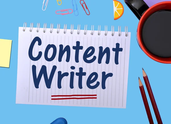 Content Writer Concept Image wrriten en el bloc de notas —  Fotos de Stock