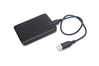 Harici sabit disk sürücüsü üzerinde beyaz backgorund izole