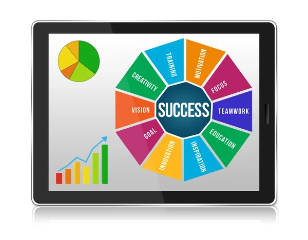 Business success infographic graphics in tablet pc — Stock Photo, Image