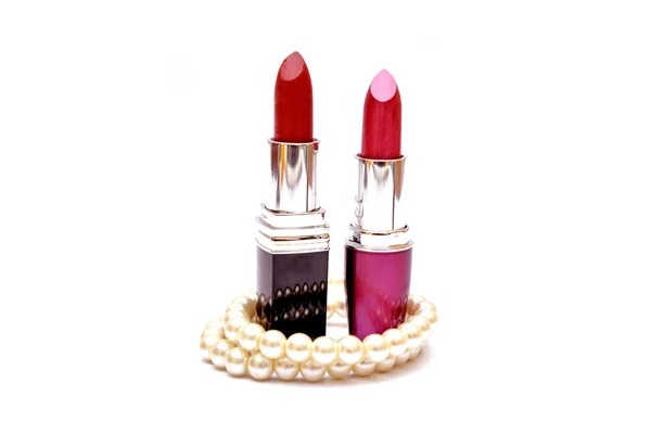 Lápiz labial Sombras con perla alrededor aislado — Foto de Stock