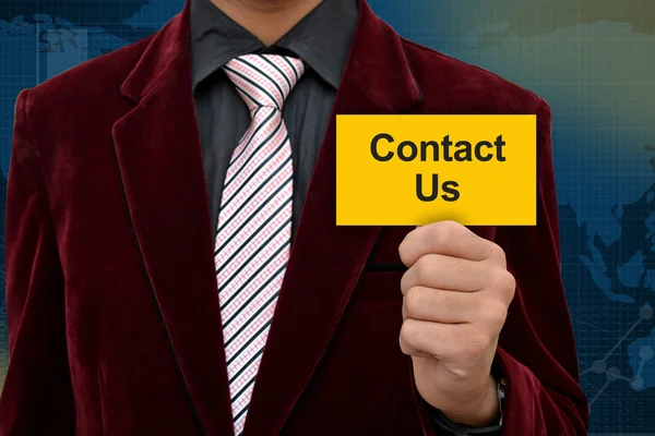 Professional houden contact kaart in de hand met pak — Stockfoto