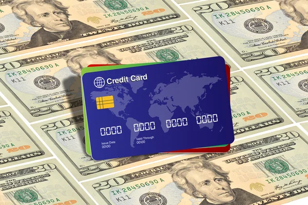 돈 배경으로 온라인 쇼핑 신용 카드 — 스톡 사진