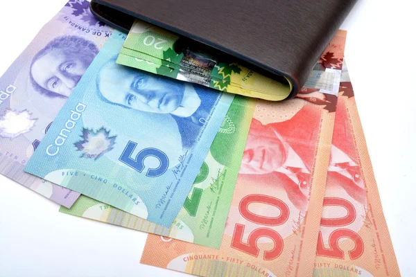 Notas de moeda canadense com conceito de poupança persa — Fotografia de Stock