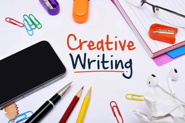 Creative Writing design with smartphone — Stock Photo, Image
