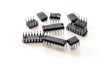 IC ,integrated circuit isolated on white background.