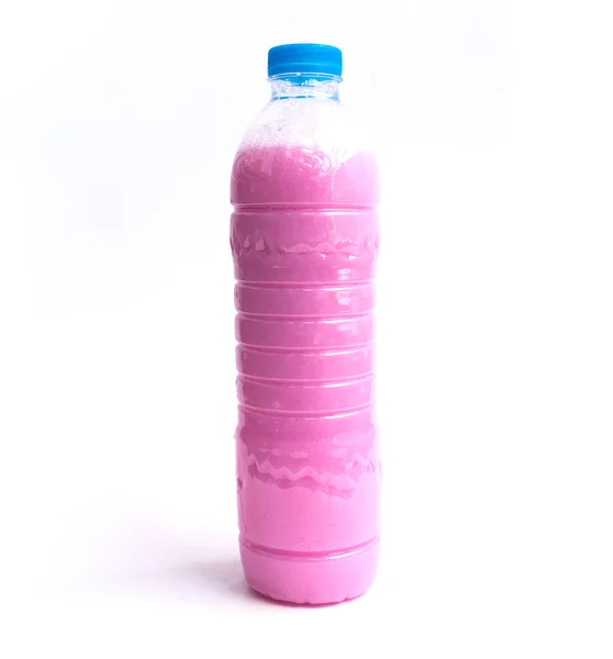 Różowy zmiękczający w plastikowych butelkach. — Zdjęcie stockowe