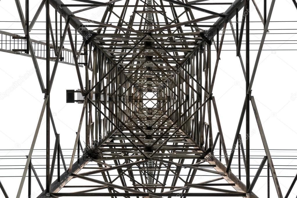 Closeup of high voltage pole.
