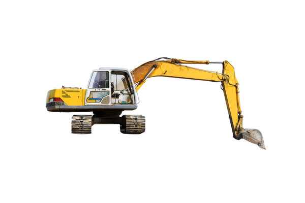 Excavator on white background.