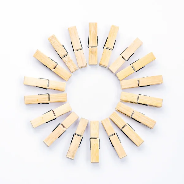 Group of wooden clothespins. — Stock Photo, Image