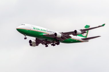 aircraft of the airline Eva Air Cargo in the sky clipart