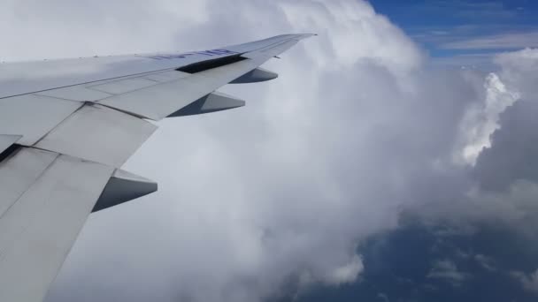 Zicht vanuit het raam van het vliegtuig — Stockvideo