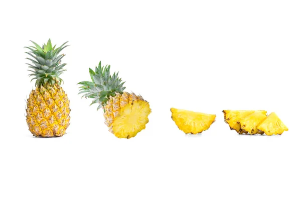 Collection Sliced Pineapples Pineapple Isolated White Background — Stock Photo, Image