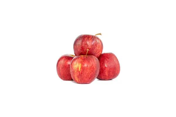 Група Червоних Яблук Ізольовані Білому Тлі — стокове фото