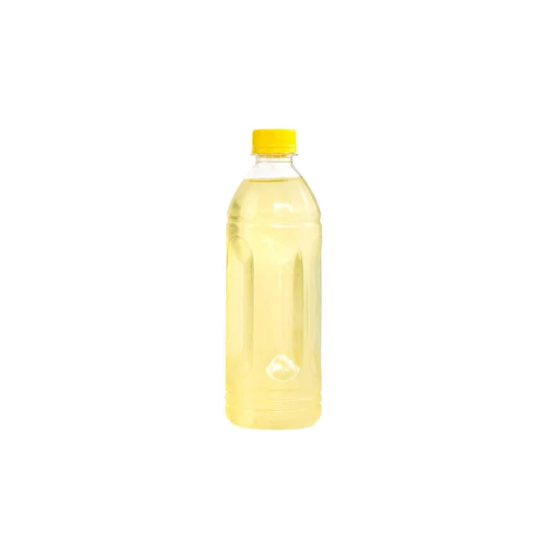 Beyaz Arka Planda Izole Edilmiş Plastik Bir Şişede Sarı Köpüklü — Stok fotoğraf