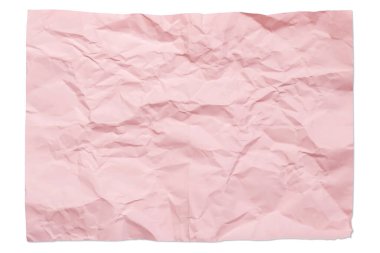 Pembe renk boş 4A buruşmuş kağıt beyaz arkaplanda izole edilmiş.
