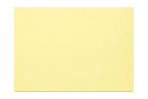 Sarı Renk Boş Kağıt Beyaz Arkaplanda Izole Edilmiş Gölgesi Var — Stok fotoğraf