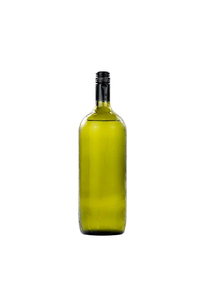 Grande Bouteille Vin Verre Isolée Sur Fond Blanc — Photo