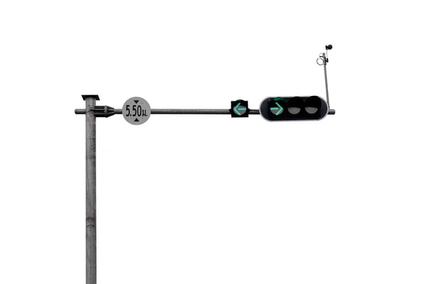 Traffic Light Pole Showing Green Lights Turn Left Turn Right — Stock Photo, Image