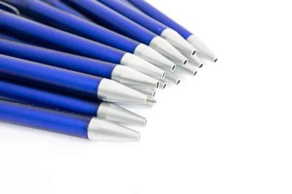 Canetas esferográficas azuis de eixo azul — Fotografia de Stock