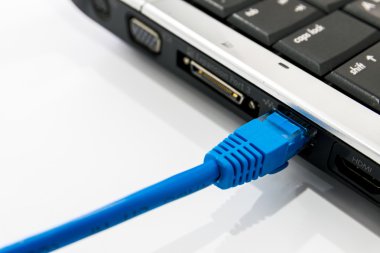 Rj45 konektörü bağlantısı yerel alan ağları için ve buna mavi