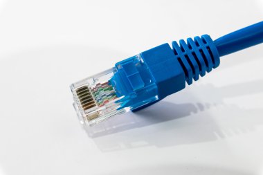 Rj45 konektörü bağlantısı yerel alan ağları için ve buna mavi