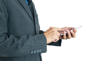 genç işadamı bir akıllı telefon kullanma.