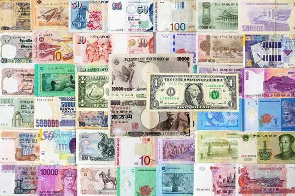 Uluslararası paralar arka plan. — Stok fotoğraf