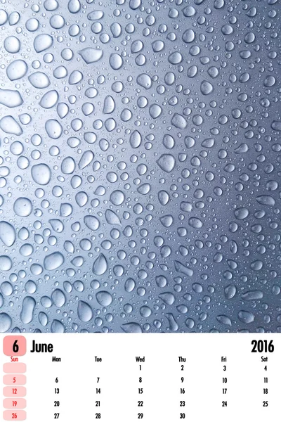 2016 Kalender auf Regentropfen Hintergrund. — Stockfoto