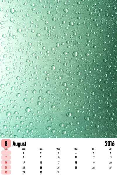 2016 calendar on rain drops background. — Stock Photo, Image