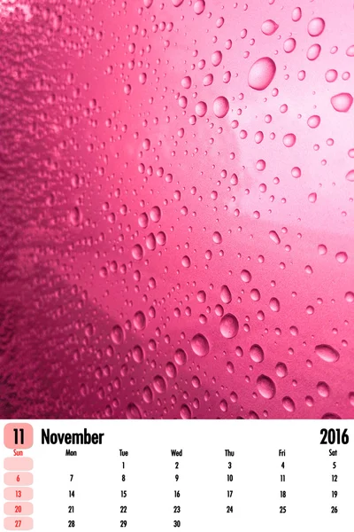 2016 calendar on rain drops background. — Stock Photo, Image