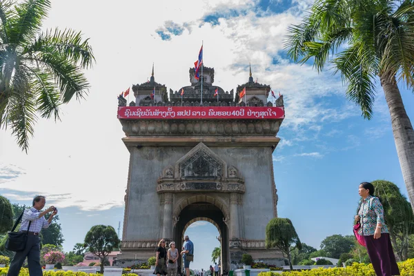 Monumento da vitória de Patuxai em Vientian . — Fotografia de Stock