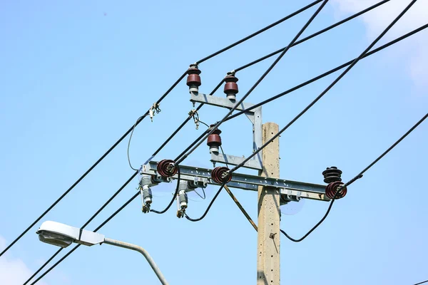 Close up of power line insulators. — Stock Photo, Image