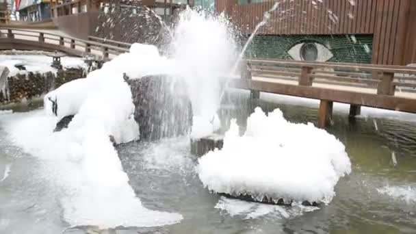 La fontana era ghiacciata . — Video Stock