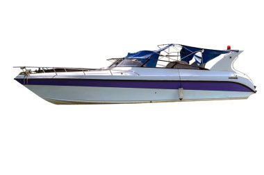 Beyaz arka plan üzerinde Motorlu tekne.