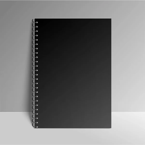 Blank notebook with spiral, mock up — Stock Vector