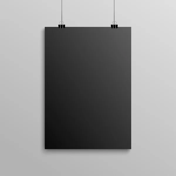 Lege zwarte poster mockup — Stockvector