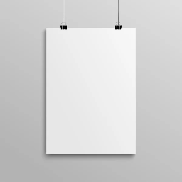 Порожній білий плакат макет — стоковий вектор