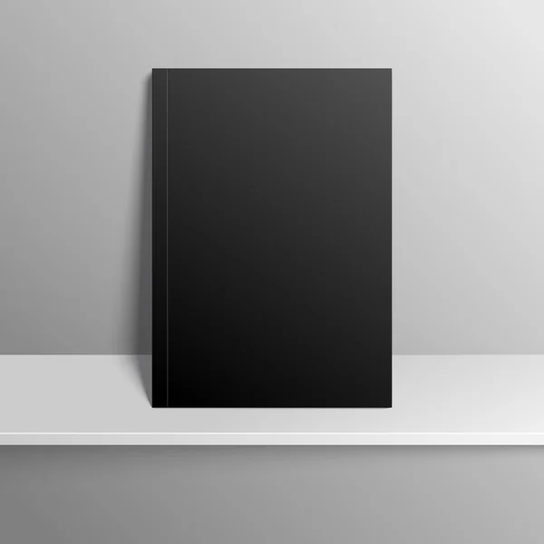 Blank empty magazine or book template on the shelf, mock up — Stock Vector