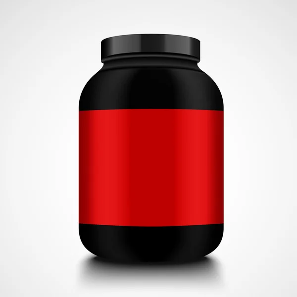 Black protein powder container with red lid Vector Image